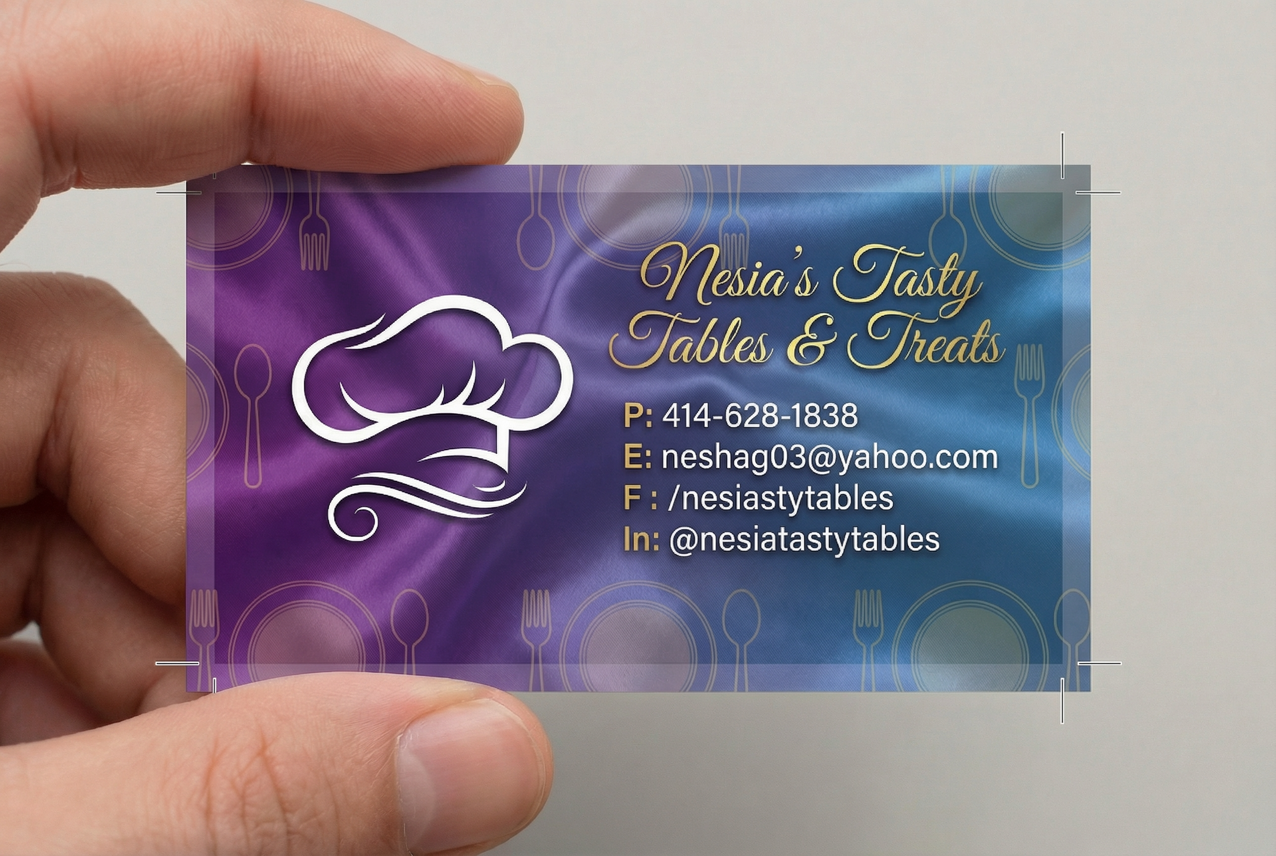 Nesia's Tasty Tables Business Card